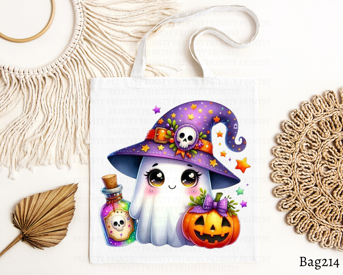 Little Witch Ghost Tote Bag