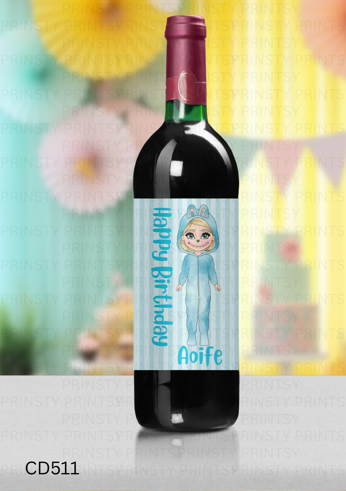 Mini Magic Monster Dolly Wine Bottle Sticker