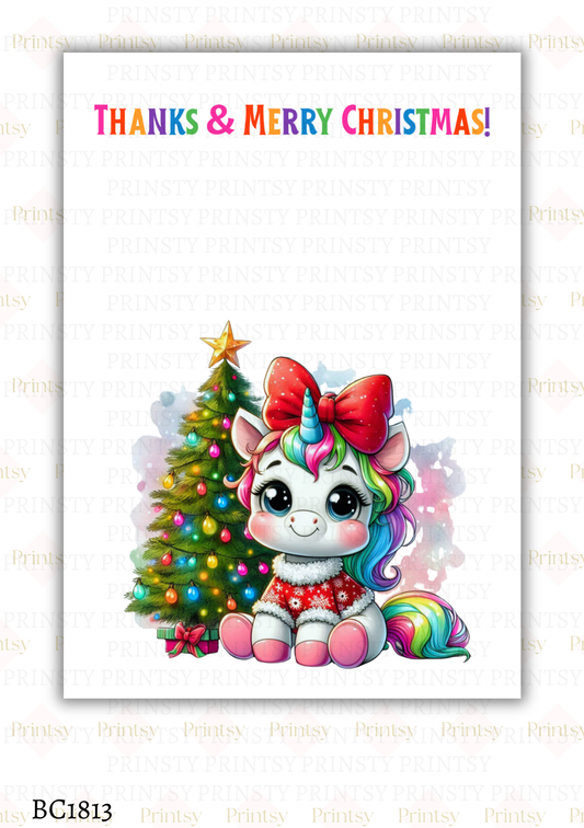 Christmas Unicorn Bow Card