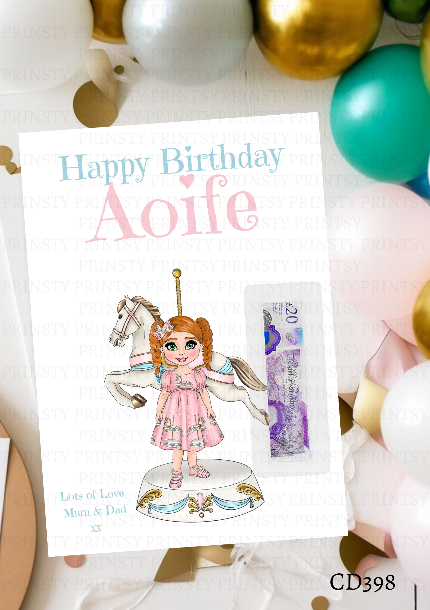 Carousel Dolly Money Card