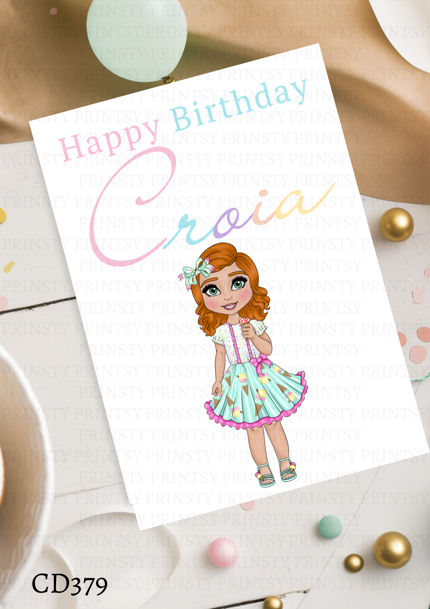 Ice Cream Dolly Celebration Card
