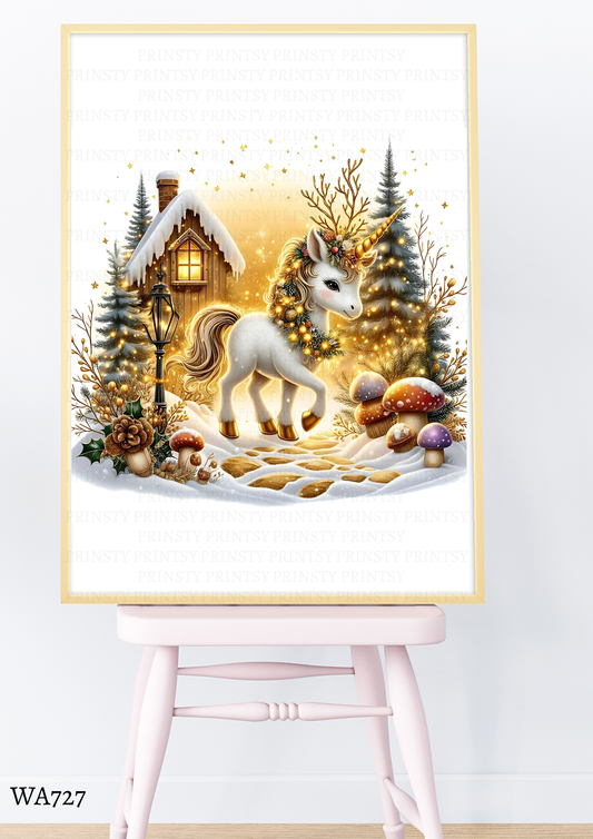 Christmas Unicorn Wall Art