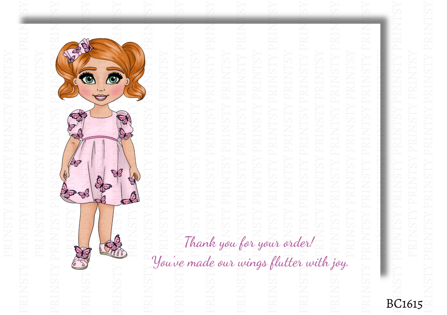 Pink Butterfly Dolly Bow Card