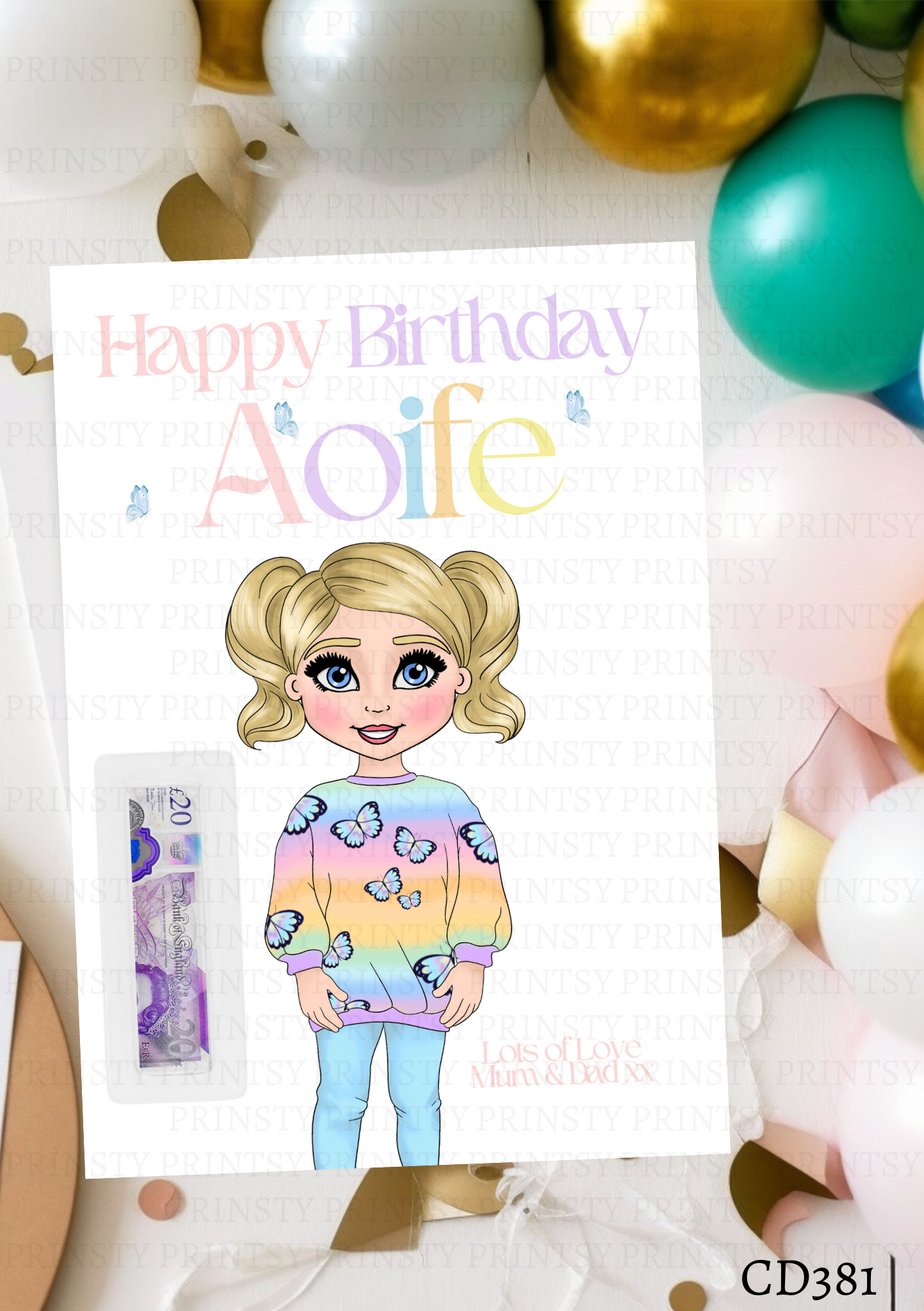 Butterfly Dolly Money Card