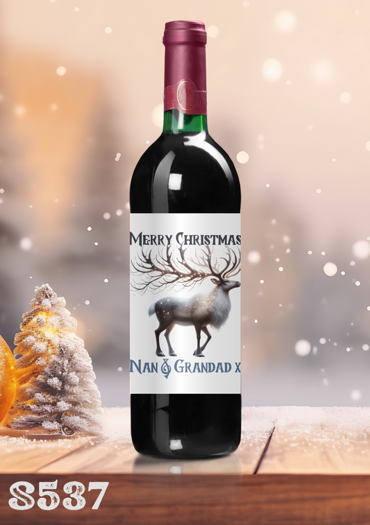 Christmas Reindeer Wine Bottle Sticker