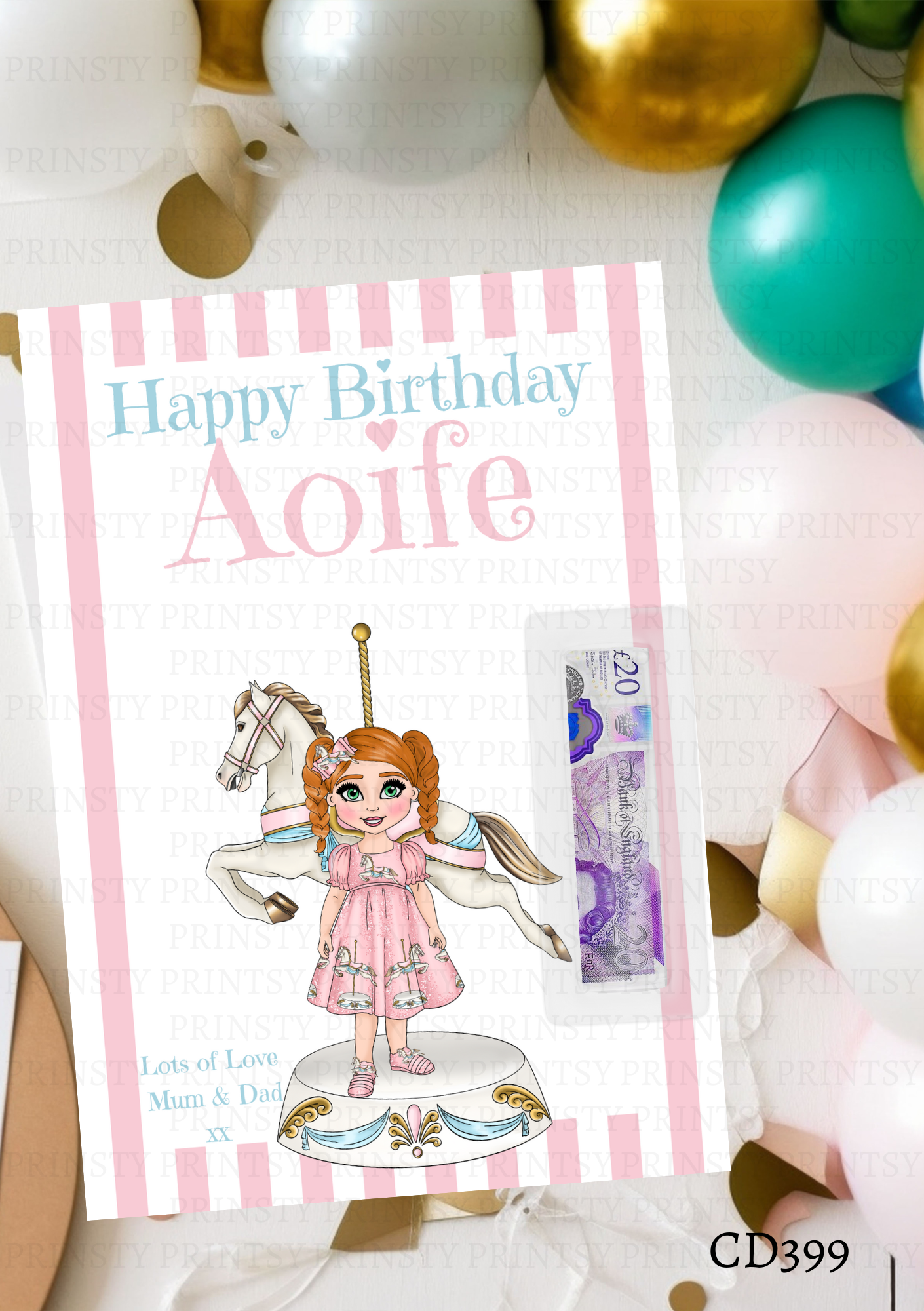 Carousel Dolly Money Card