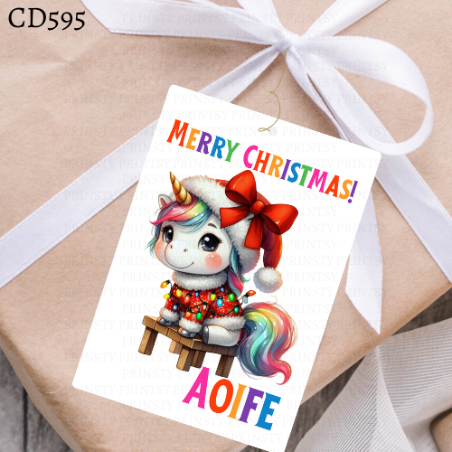 Christmas Unicorn Gift Label