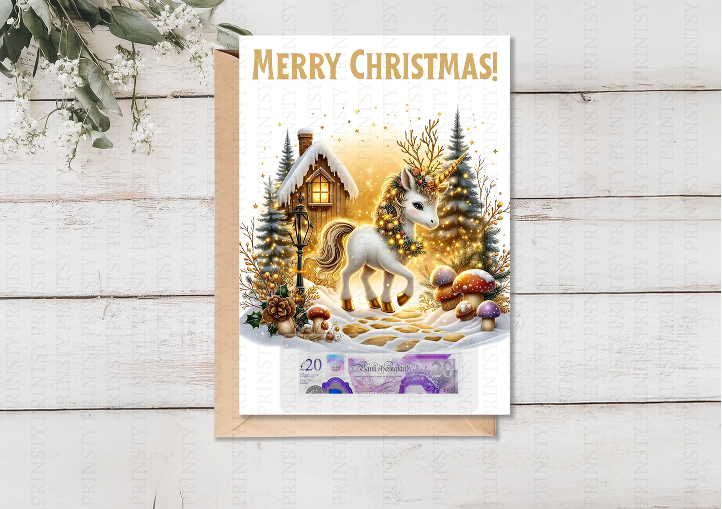 Christmas Unicorn Money Card