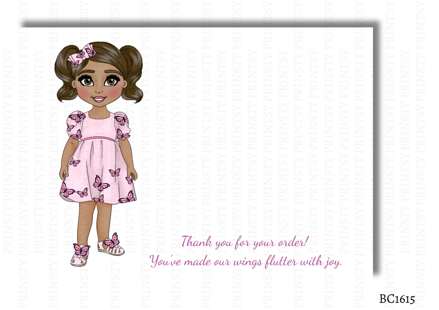Pink Butterfly Dolly Bow Card