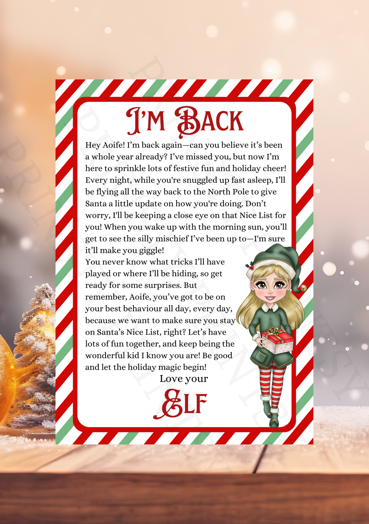 I'm Back Elf Letter