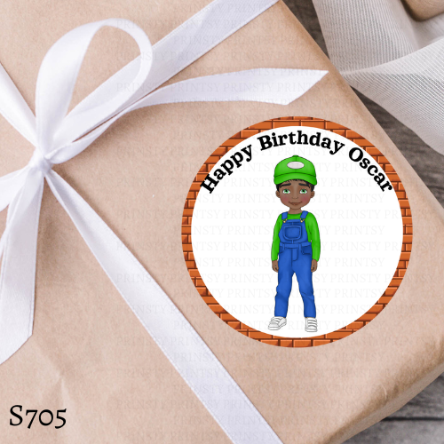 Green and Red Dungarees Dude Birthday Sticker Sheet