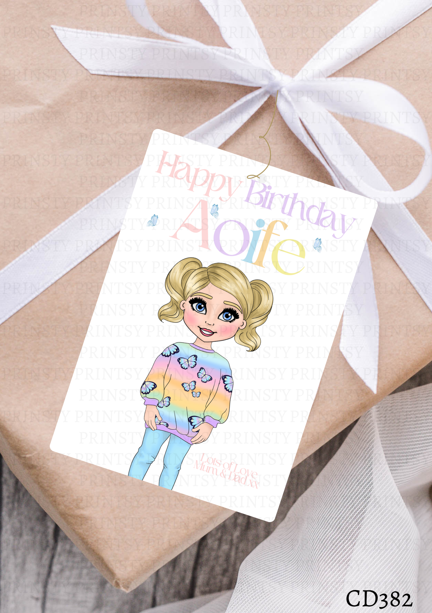 Butterfly Dolly Gift Label