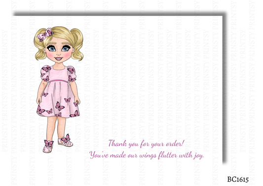 Pink Butterfly Dolly Bow Card