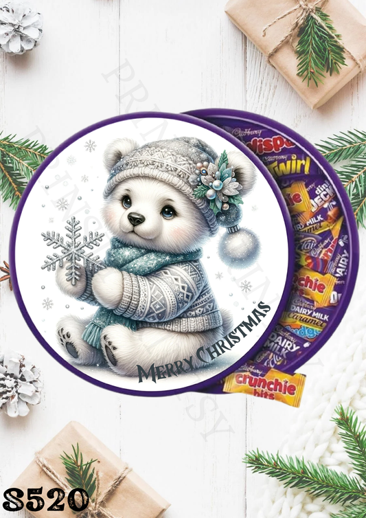 Christmas Polar Bear Chocolate Tub Sticker