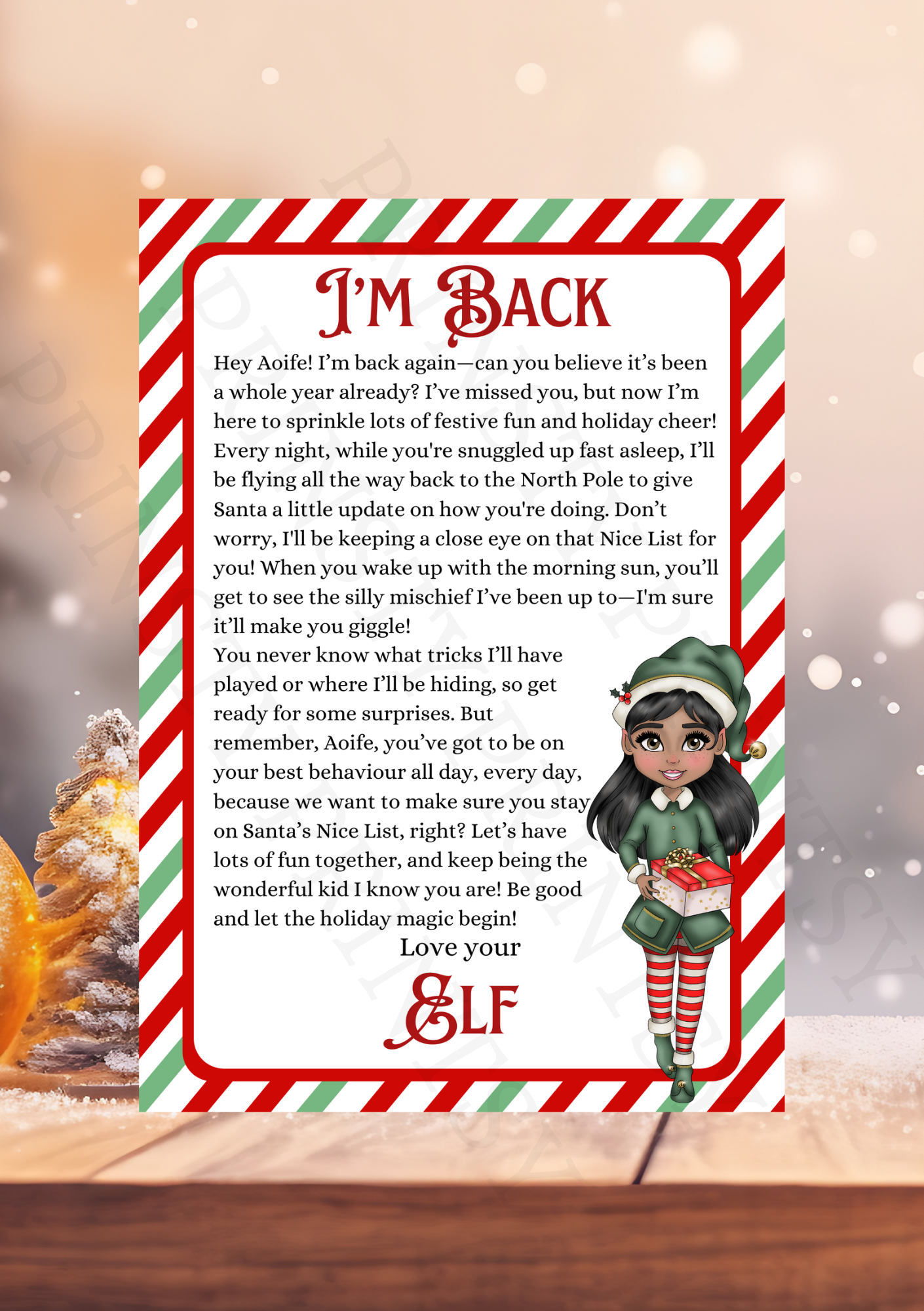 I'm Back Elf Letter