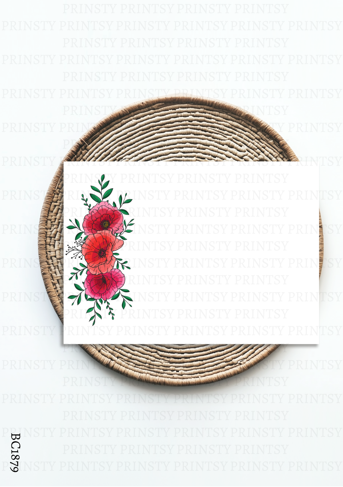 Red Poppy Flowers Bow Card – BC1879