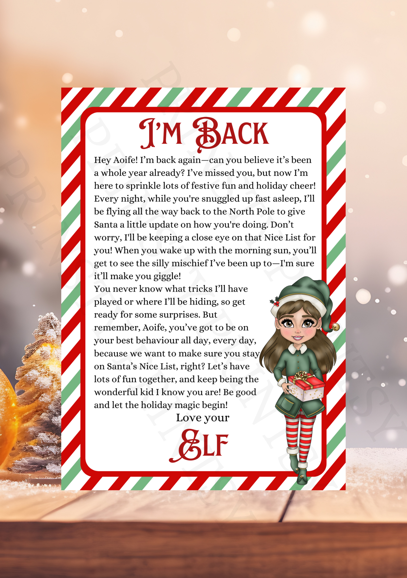 I'm Back Elf Letter