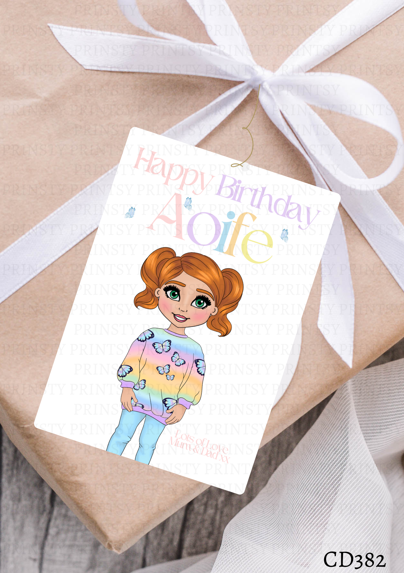 Butterfly Dolly Gift Label