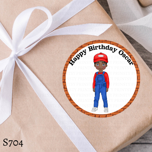Green and Red Dungarees Dude Birthday Sticker Sheet