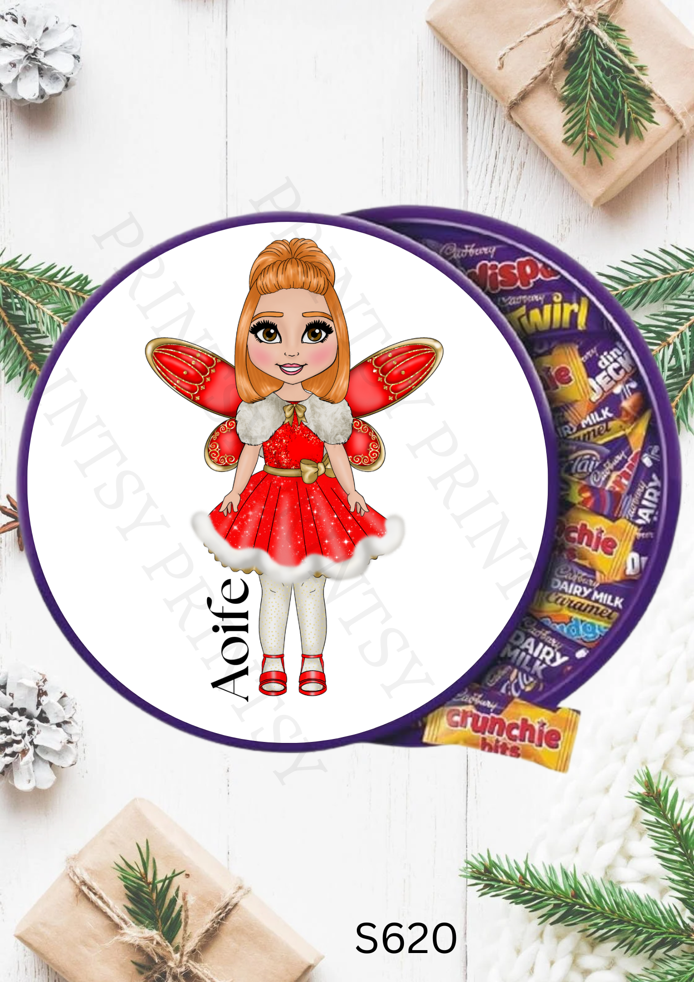 Christmas Fairy Chocolate Tub Sticker