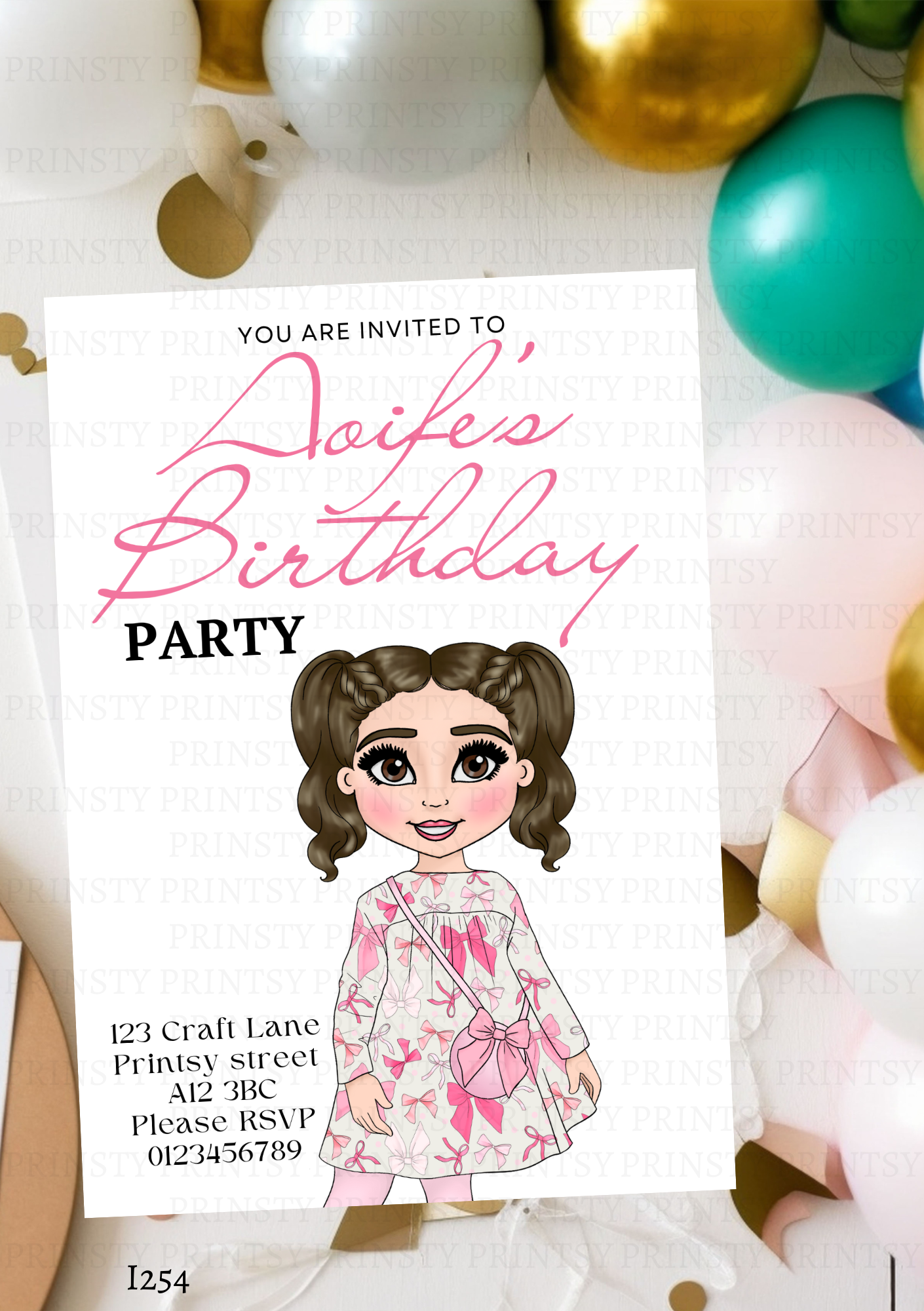 Bow Print Dolly Invite