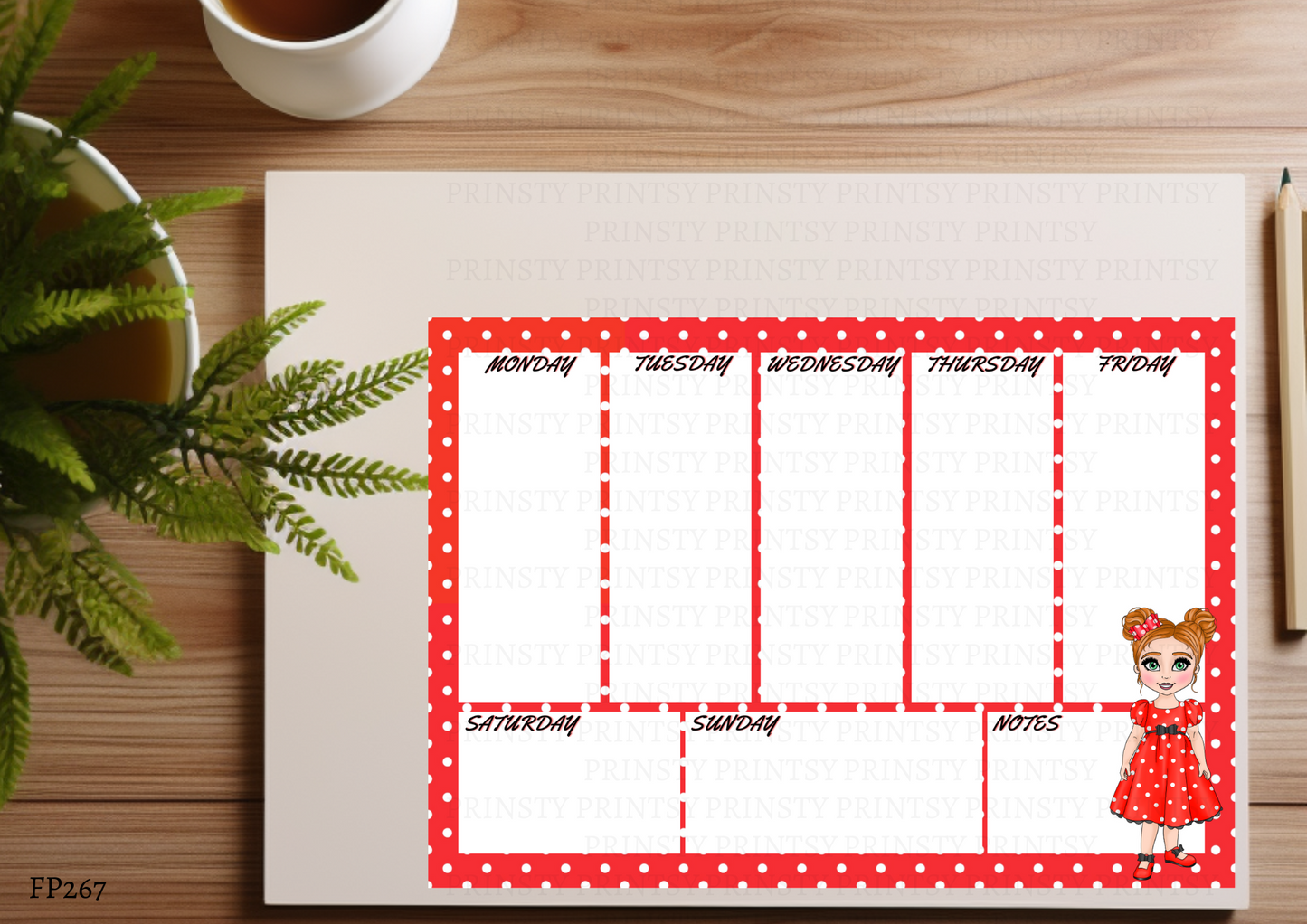 Spotty Dress Dolly Weekly Planner