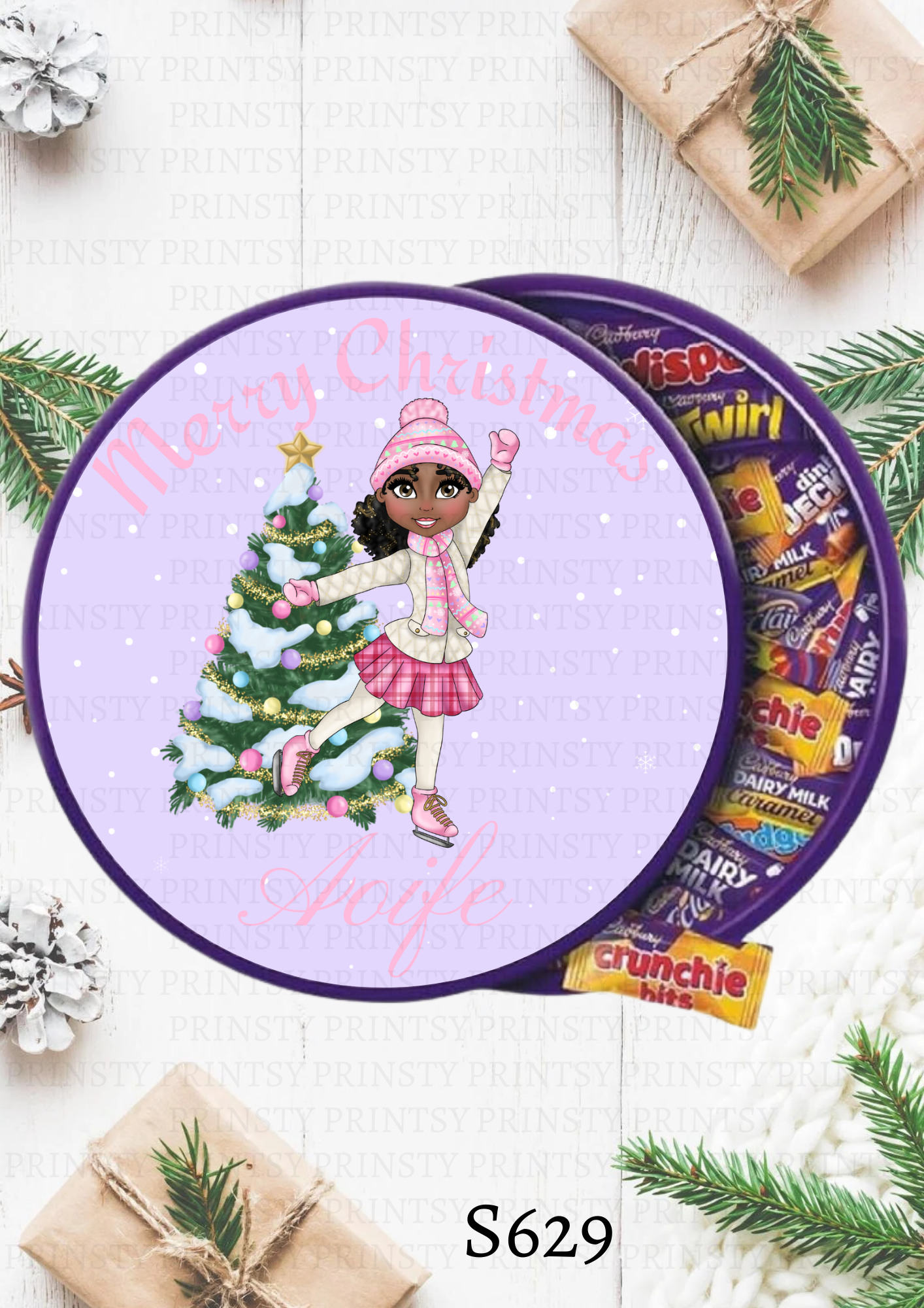 Ice Skating Dolly Chocolate Tub Sticker