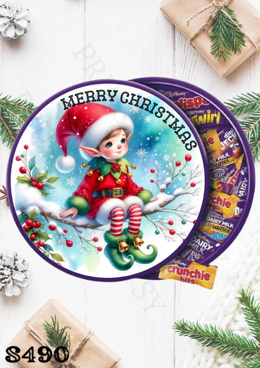 Christmas Elf Chocolate Tub Sticker