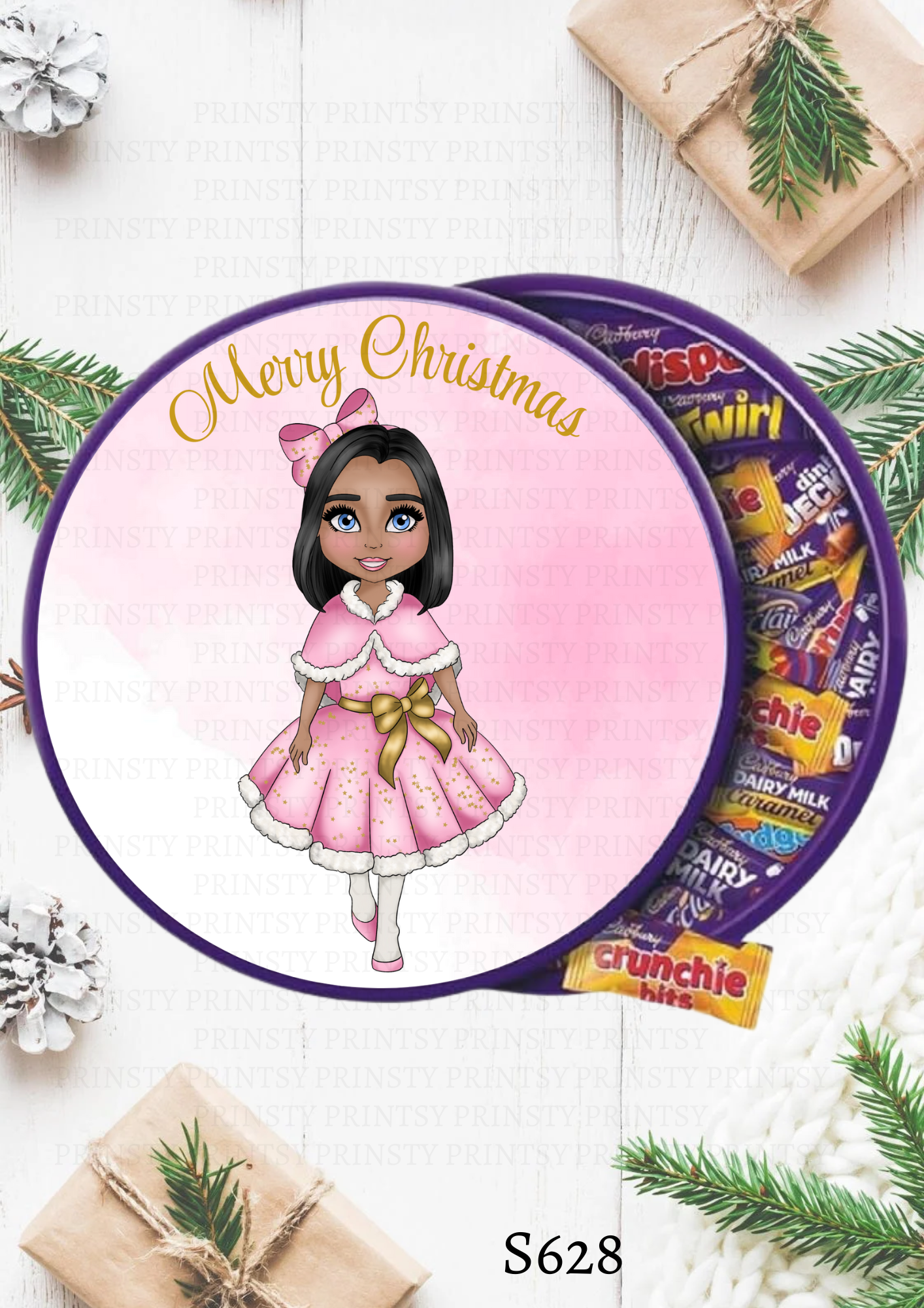 Christmas Dolly Chocolate Tub Sticker