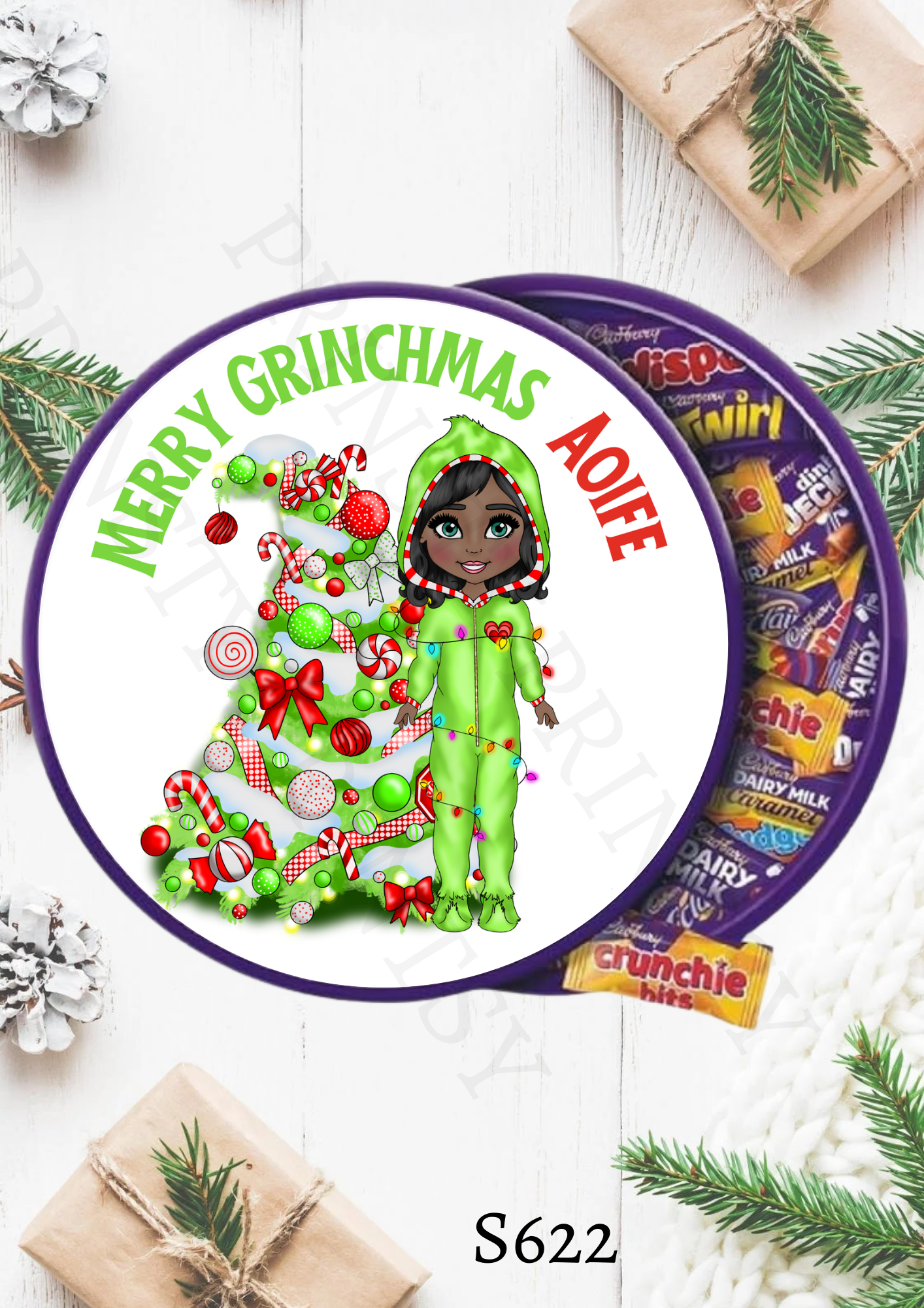 Christmas Dolly Chocolate Tub Sticker