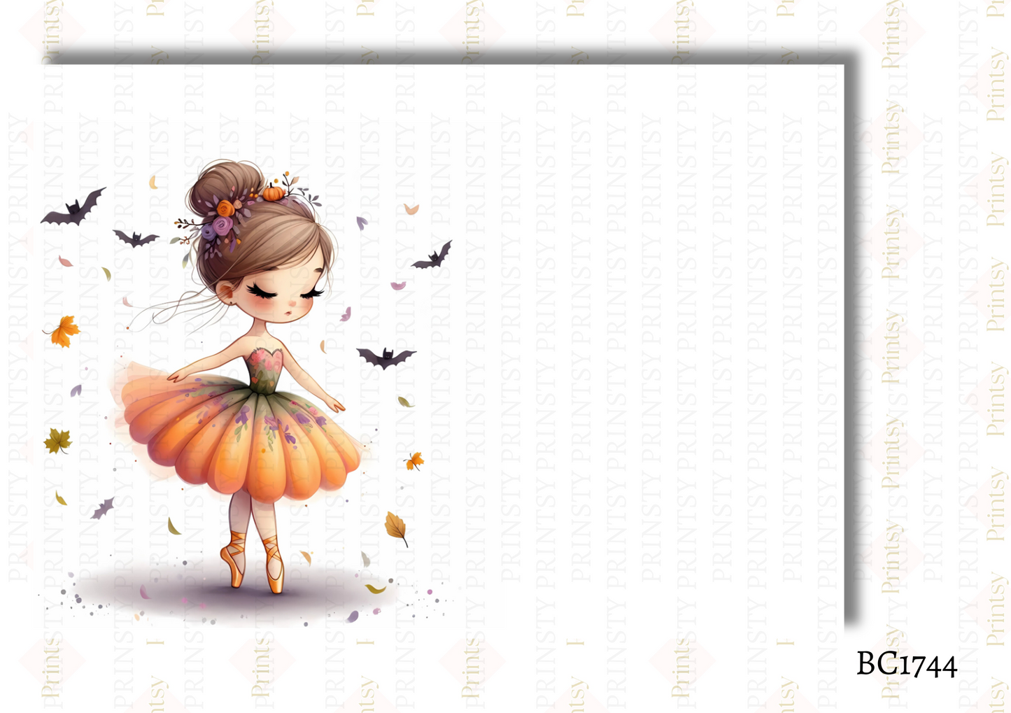 Cute Halloween Ballerina Bow Card