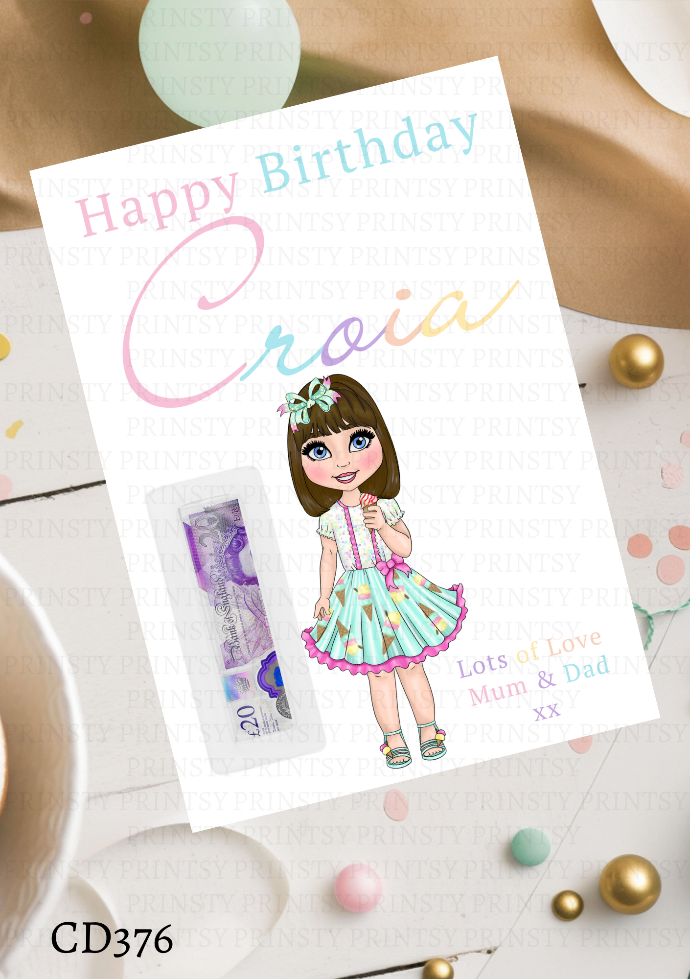 Ice Cream Dolly Money Card
