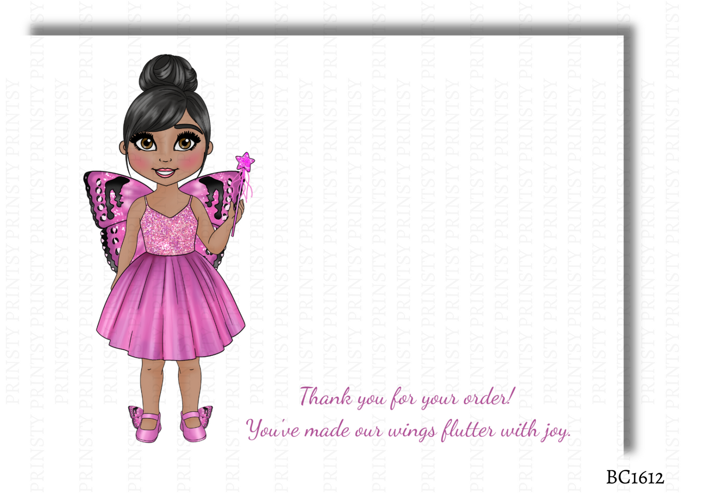 Pink Butterfly Dolly Bow Card