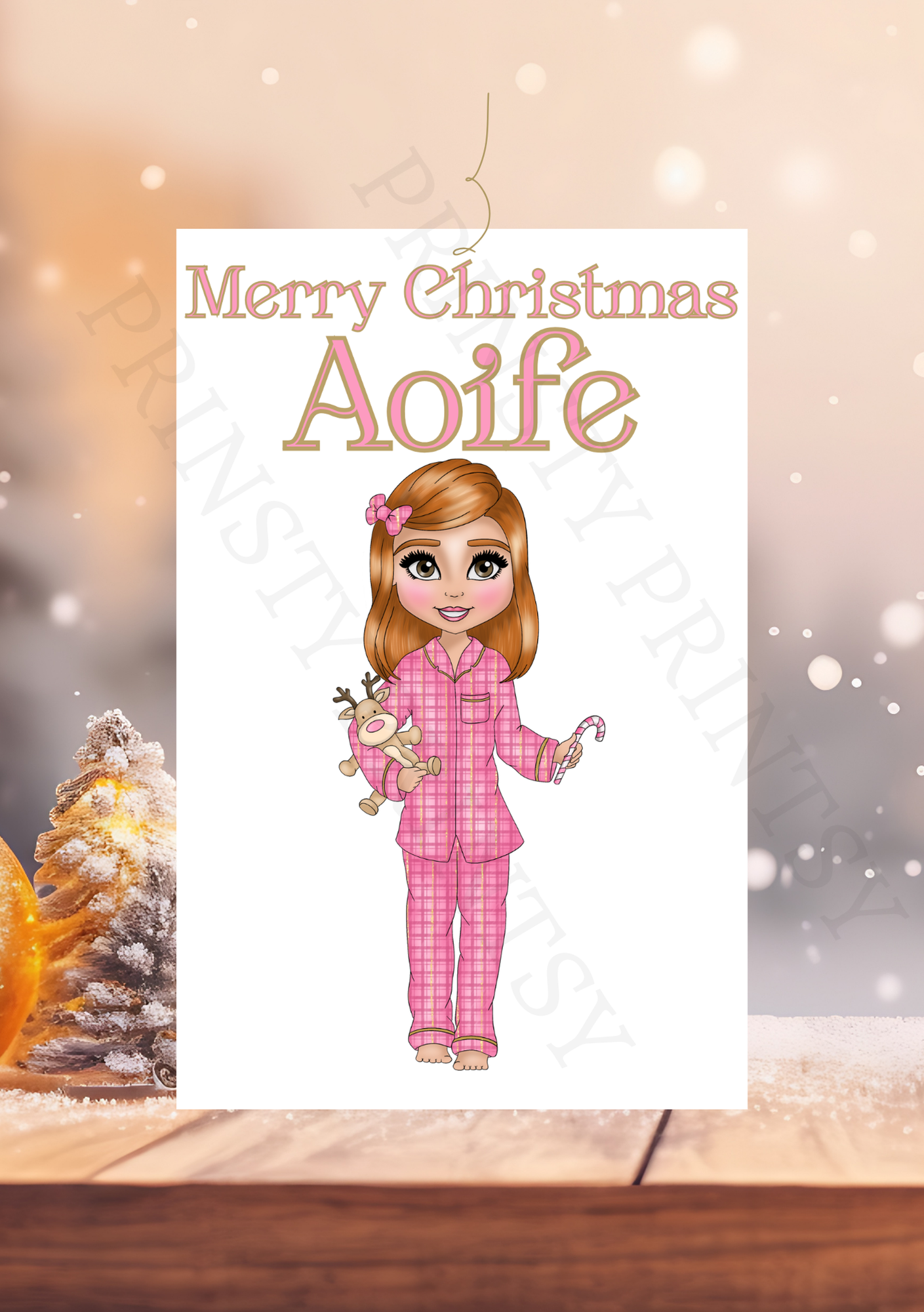 Pink Pj's Christmas Dolly Gift Label