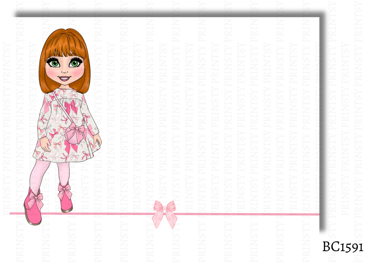 Bow Print Dolly Bow Card