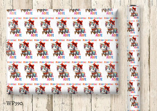 Christmas Unicorn Wrapping Paper