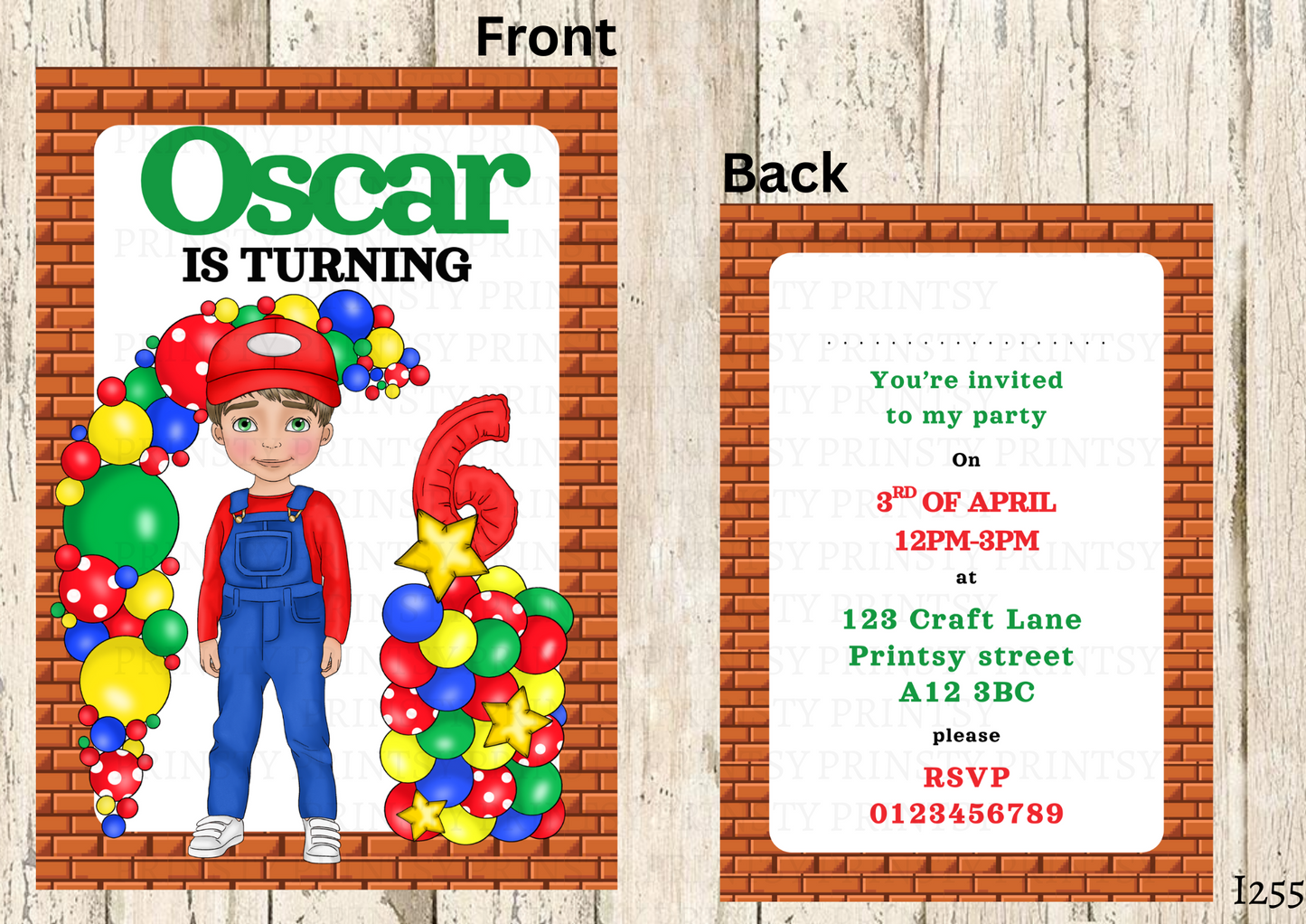 Green and Red Dungarees Dude Invite