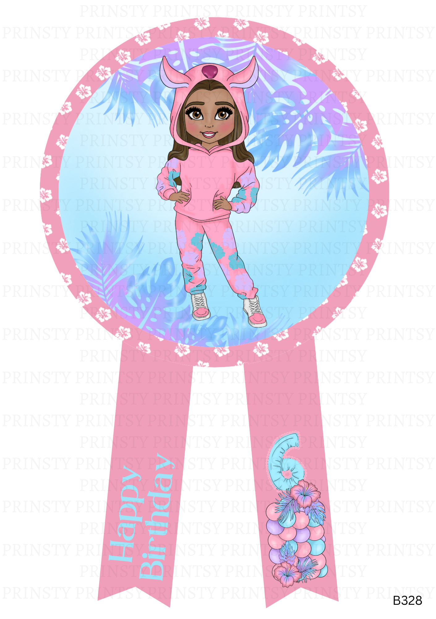 Pink Hawaiian Dolly Badge