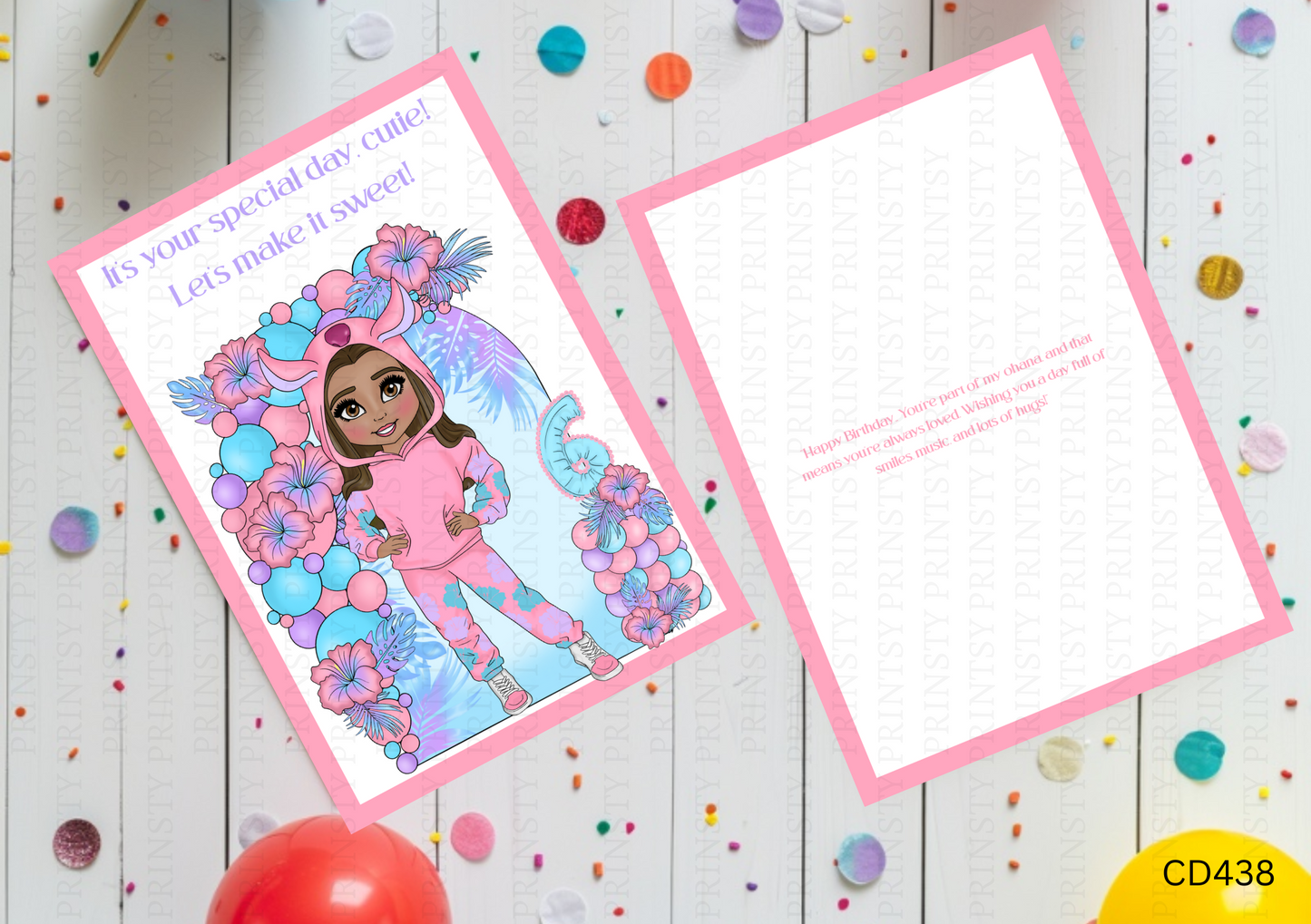 Pink Hawaiian Dolly Celebration Card