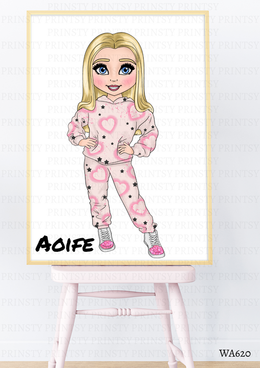 Pink Heart Graffiti Dolly Wall Art