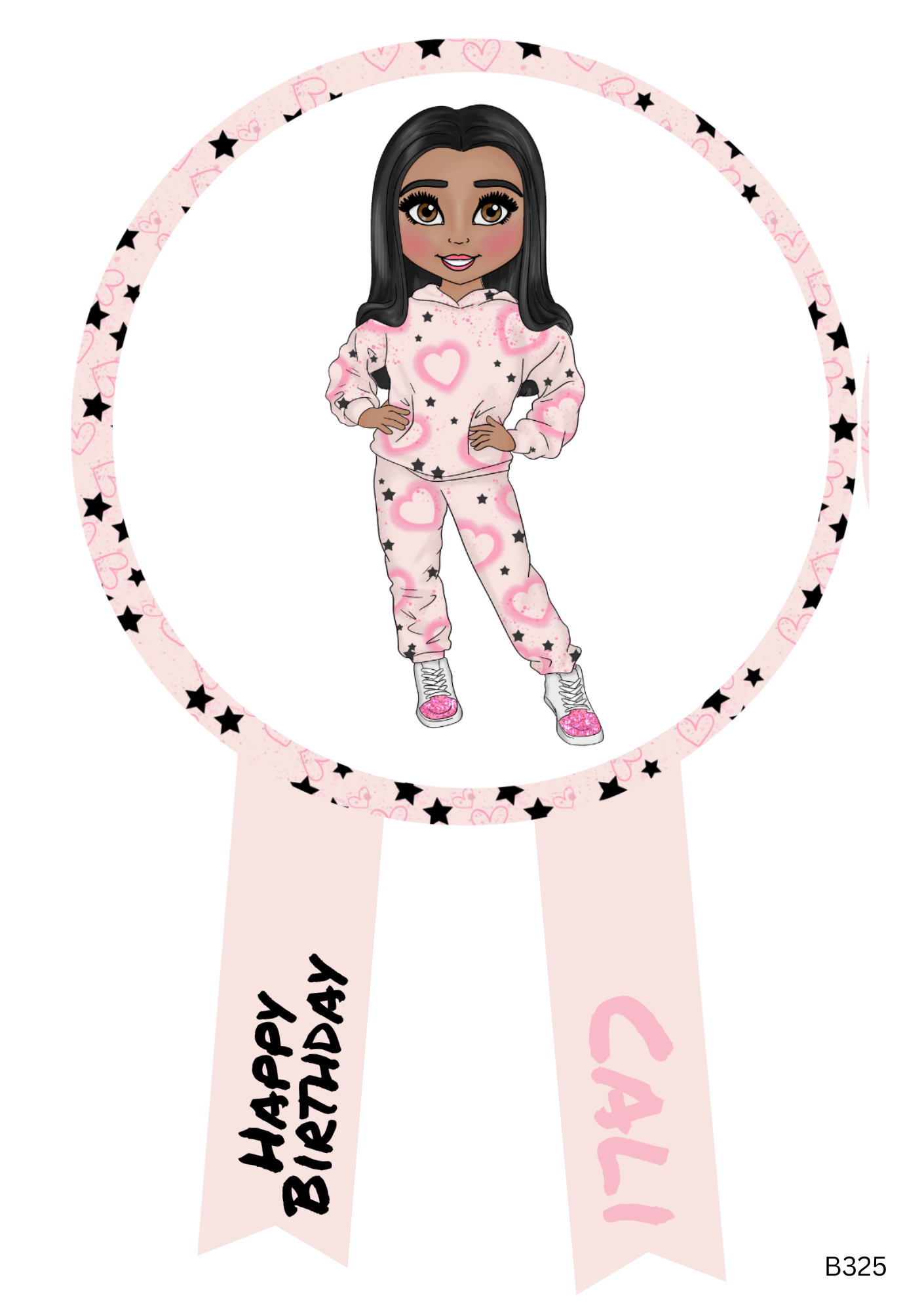 Pink Heart Graffiti Dolly Badge