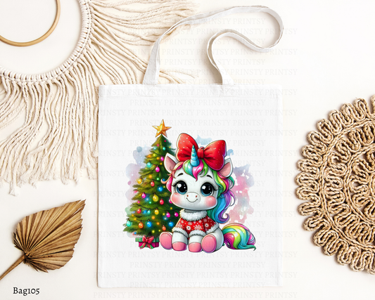 Christmas Unicorn Tote Bag