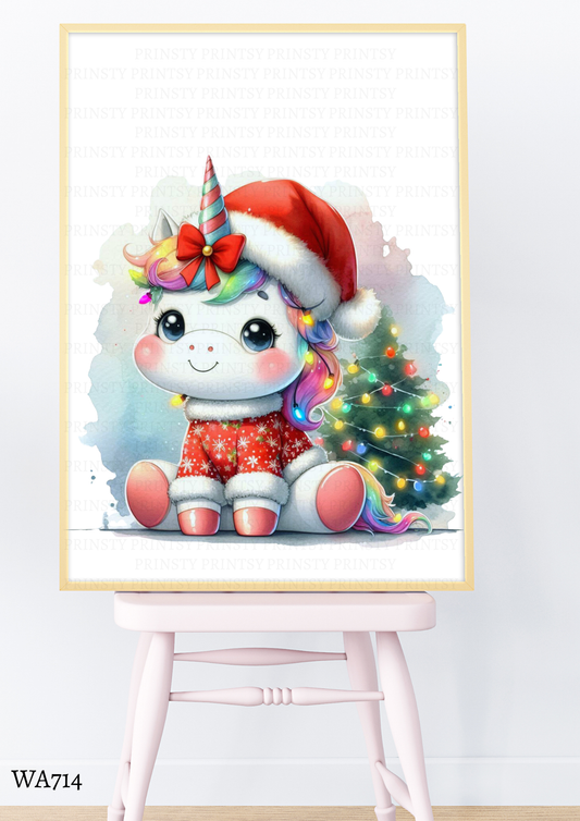 Christmas Unicorn Wall Art