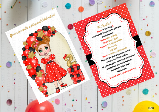 Spotty Dress Dolly Invite