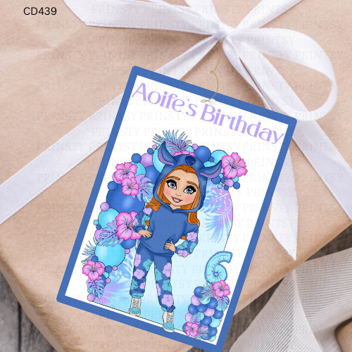 Blue Hawaiian Dolly Gift Label
