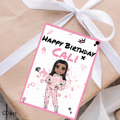 Pink Heart Graffiti Dolly Gift Label