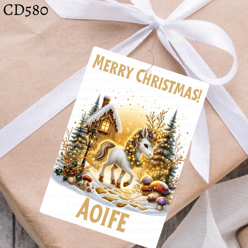 Christmas Unicorn Gift Label