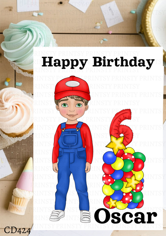Green and Red Dungarees Dude Celebration Card