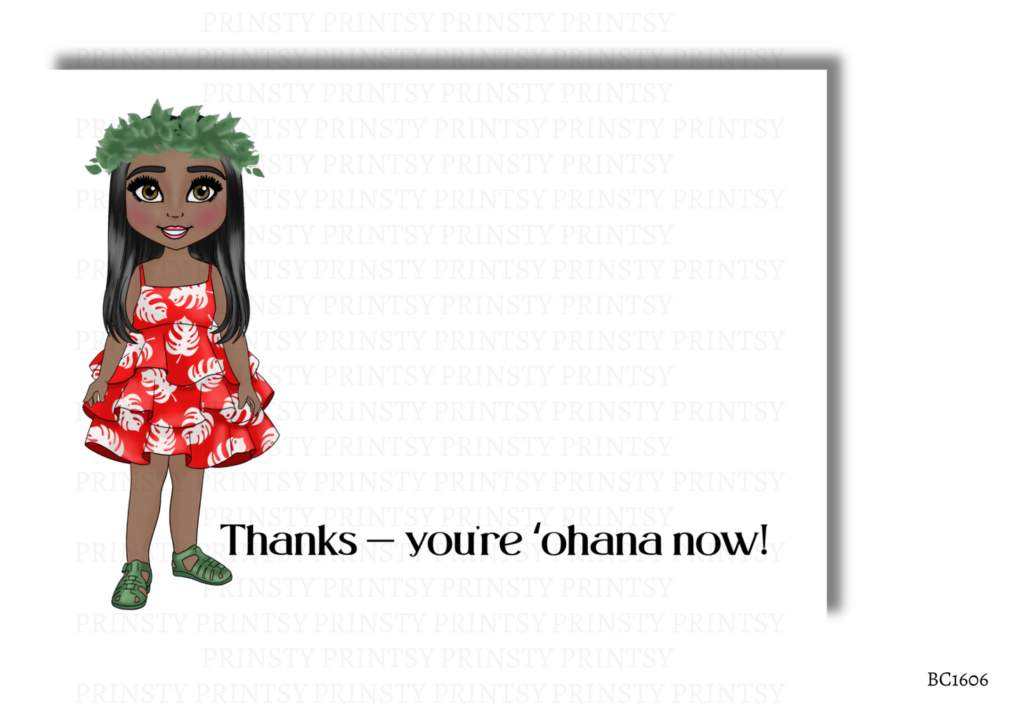 Red Hawaiian Dolly Bow Card