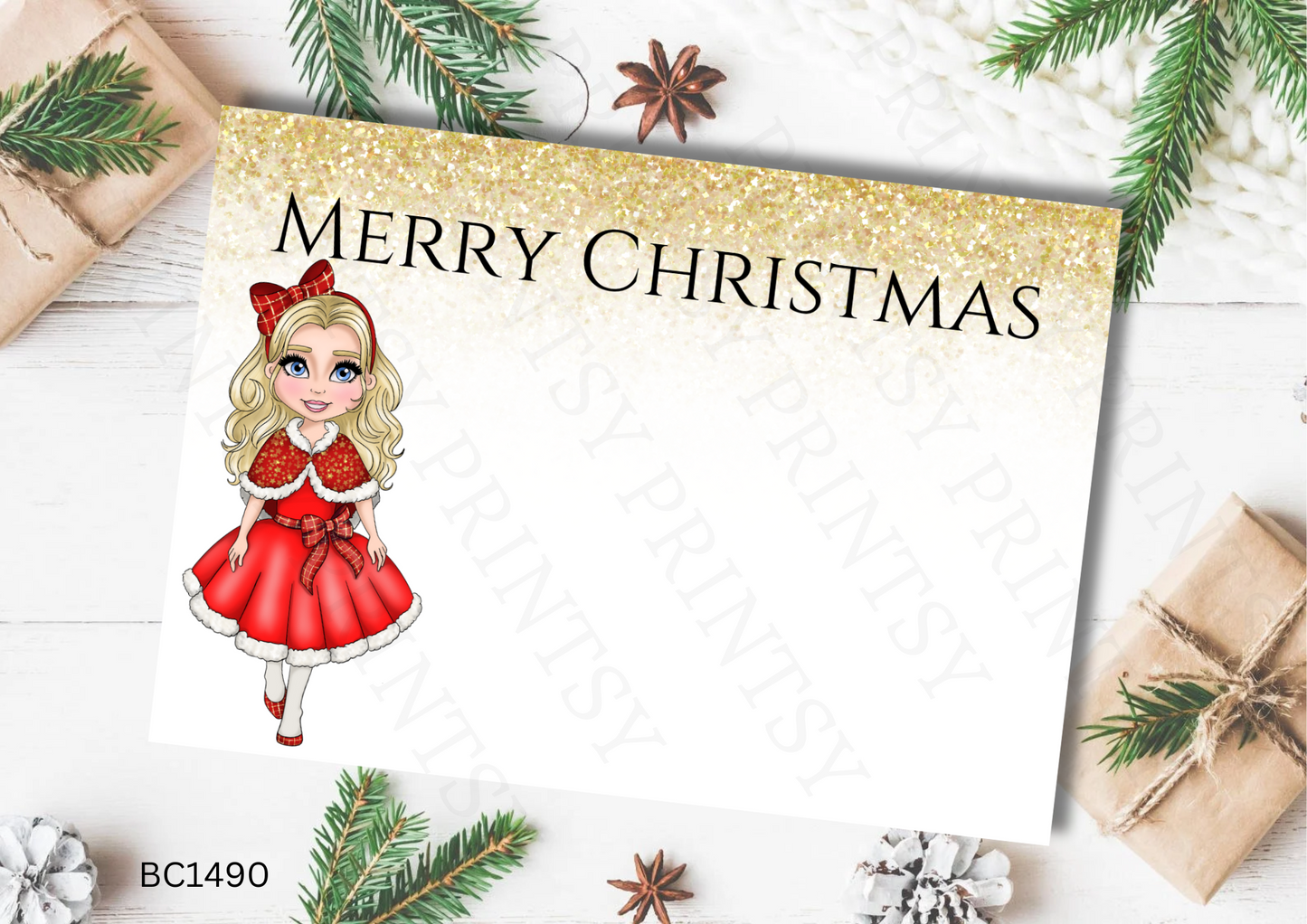 Christmas Dolly Bow Card